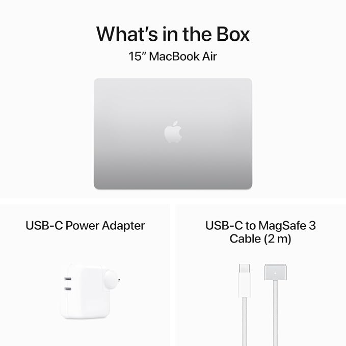 Apple 2024 MacBook Air 15″ Laptop with M3 chip: 38.91 cm (15.3″) Liquid Retina Display, 16GB Unified Memory, 512GB SSD Storage, Backlit Keyboard, 1080p FaceTime HD Camera, Touch ID- Silver