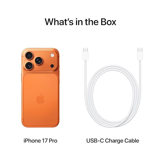 Apple iPhone 17 Pro 512 GB: 15.93 cm (6.3″) Display with Promotion up to 120Hz, A19 Pro Chip, Breakthrough Battery Life, Pro Fusion Camera System with Center Stage Front Camera; Cosmic Orange